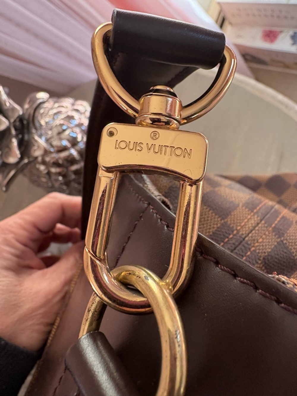 Louis Vuitton Brown Damier Canvas Travel Weekend Bag with Dark Trim - Picture 7 of 16